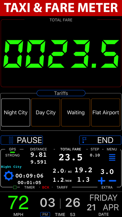 Taximeter. GPS taxi cab meter. Screenshot
