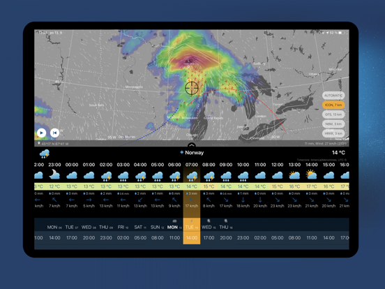 Ventusky: Weer & Buienradar iPad app afbeelding 5