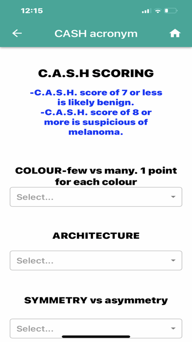 Skin cancer scoring Screenshot