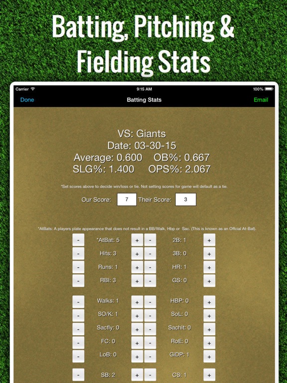 Baseball Stats Tracker Touch