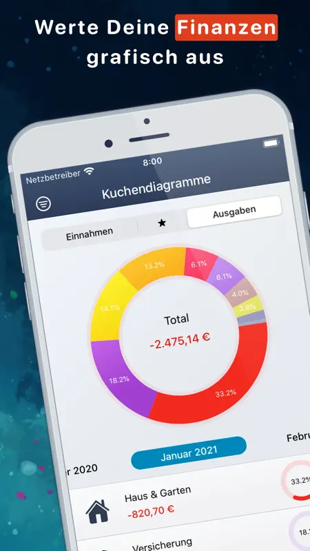 Haushaltsbuch MoneyStats Pro screenshot 1 of 9
