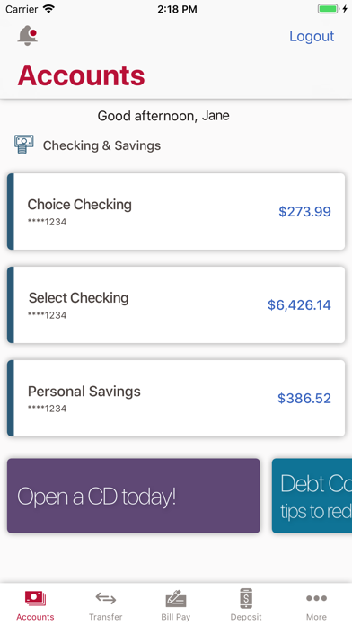BOK Financial Mobile Banking Screenshot