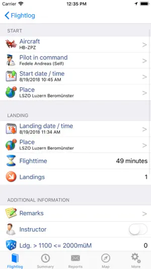 ROTAIR FlightLog screenshot 2
