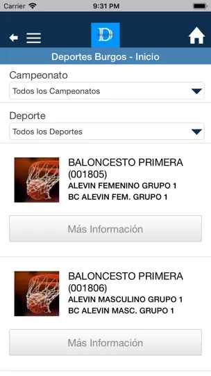 Captura de pantalla de Burgos Deportes en iPhone 4