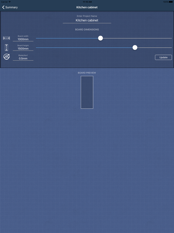 iOptiCut iPad screenshot