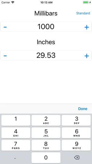 Screenshot von Millibar / Inches Calculator auf dem iPhone 3