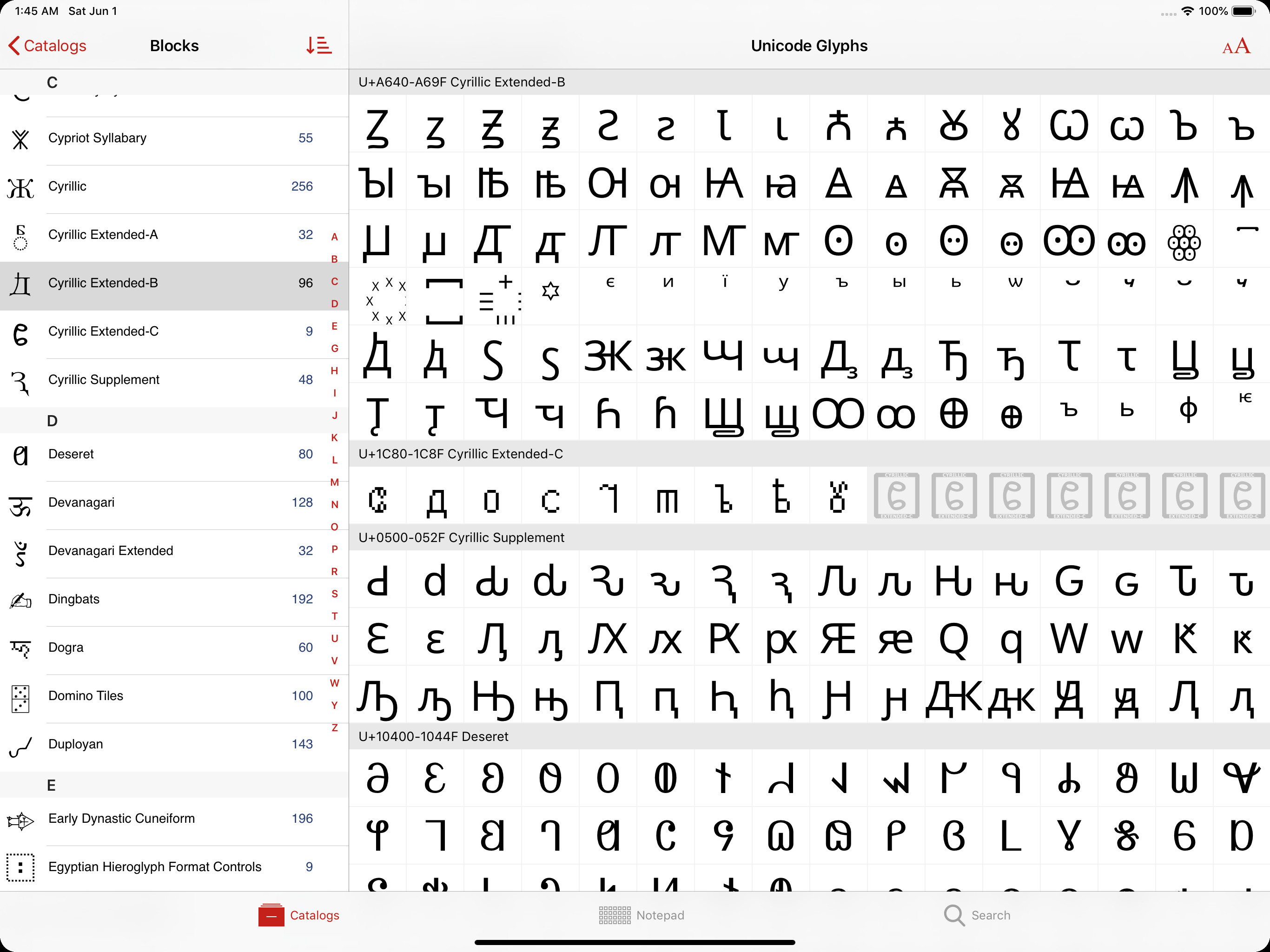 Unicode Pad Pro with keyboards