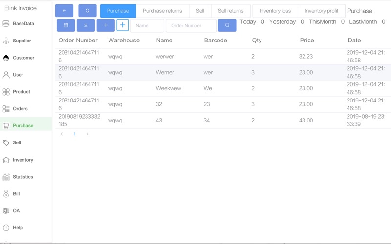 ElinkInvoice-inventory ERP iPhone screenshot