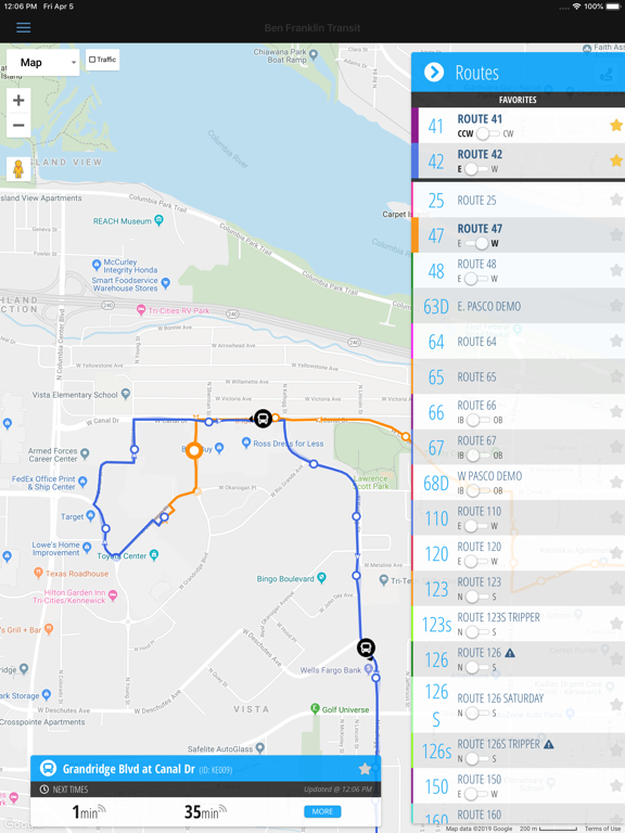 MyRide: Ben Franklin Transit iPad screenshot 4 - Navigation app