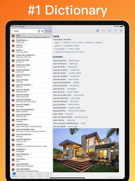 Portuguese Dictionary + © iPad screenshot
