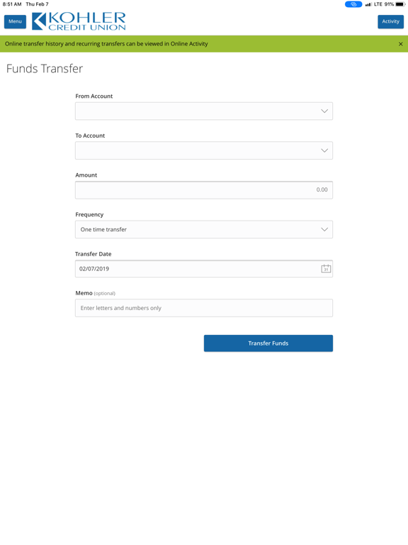 Kohler CU iPad screenshot 4 - Finance app