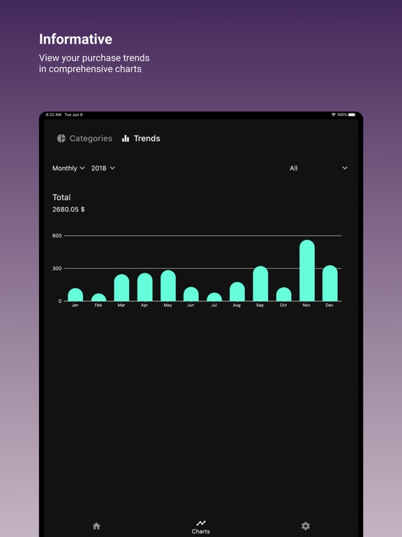 Purchase Tracker iPad screenshot 4 - Finance app