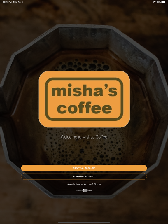 Mishas Coffee iPad screenshot 1 - Food & Drink app