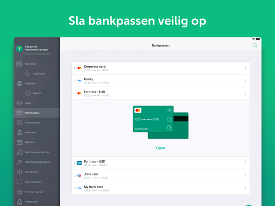 Kaspersky Password Manager iPad app afbeelding 6