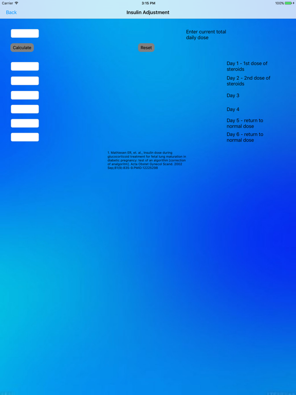 Perinatal Calculators iPad screenshot 4 - Medical app
