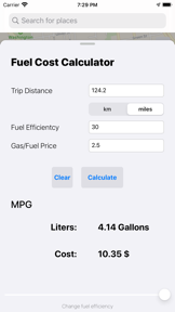 Fuel Cost Calculator - Maps screenshot