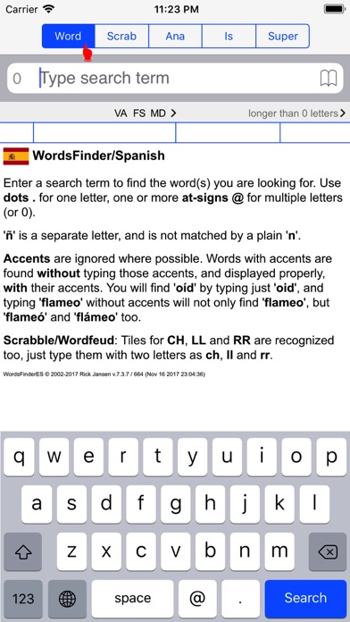 Español Words Finder PRO Screenshot