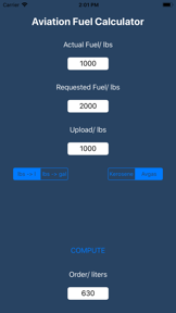 Aviation Fuel Calculator screenshot