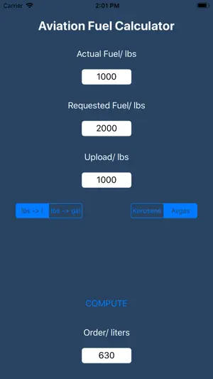 Aviation Fuel Calculator screenshot 1