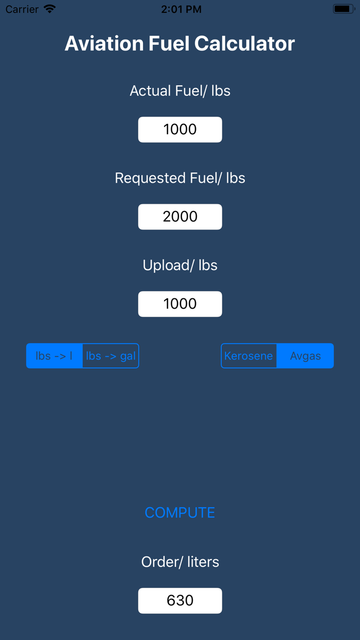 Aviation Fuel Calculator