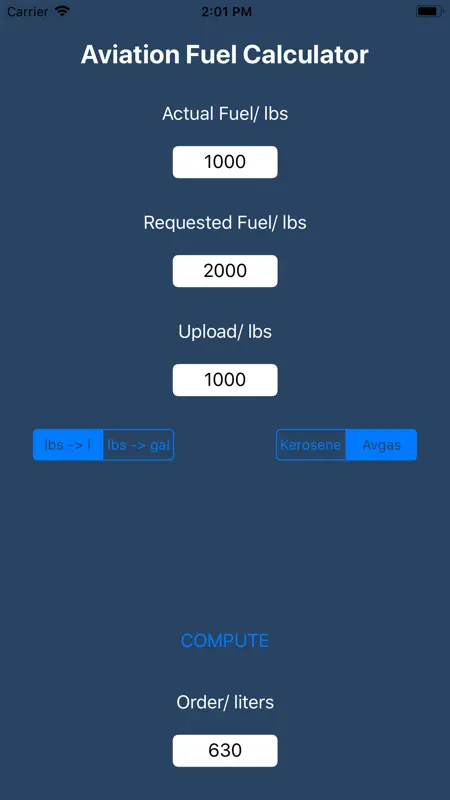 Aviation Fuel Calculator screenshot 1 of 3