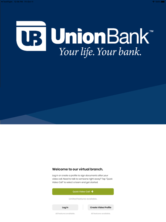 UB Virtual Branch iPad screenshot 1 - Finance app