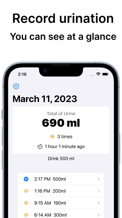 Urination Diary - Bladder log Screenshot