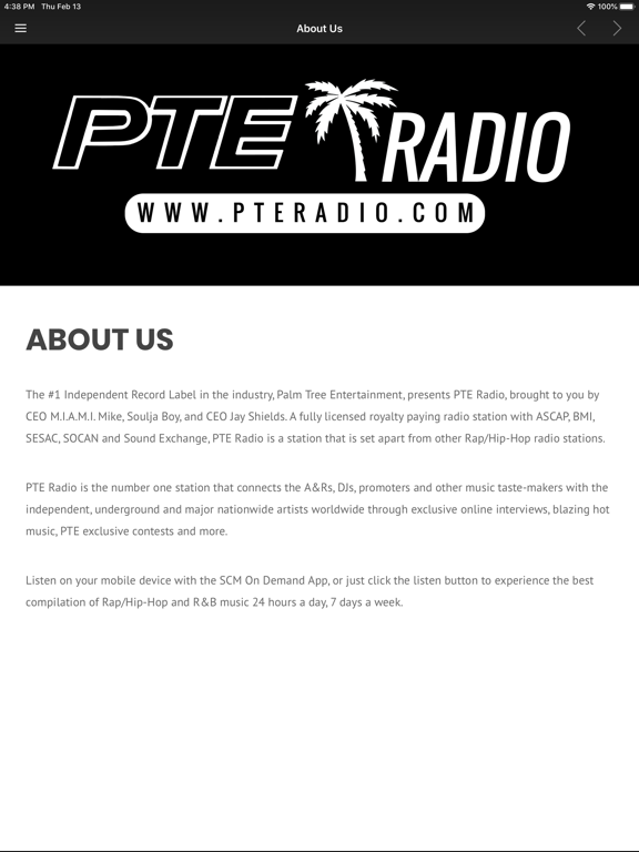 Palm Tree Ent. Radio iPad screenshot 4 - Music app