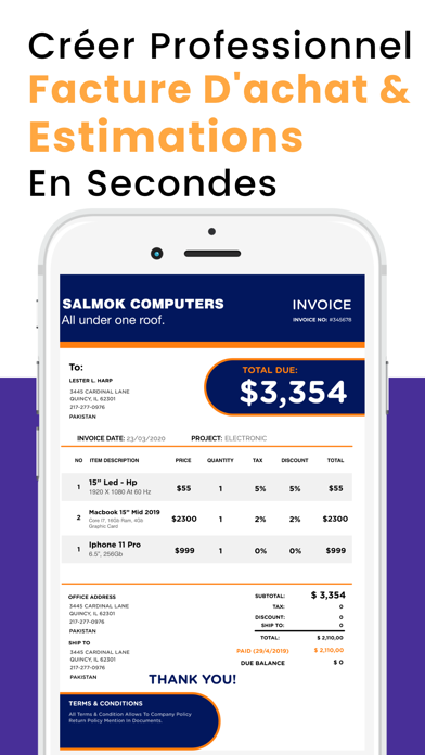 Screenshot #1 pour Facture et Devis: créer reçus