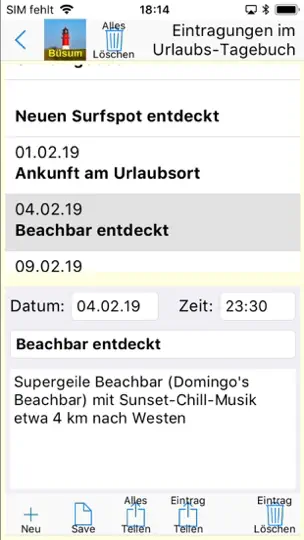 Screenshot von Büsum Urlaubs App auf dem iPhone 9