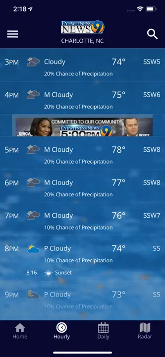 WSOC-TV Channel 9 Weather App: Screenshot 3 von 4