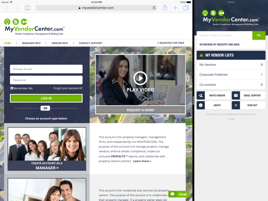 MyVendorCenter iPad screenshot 1 - Business app