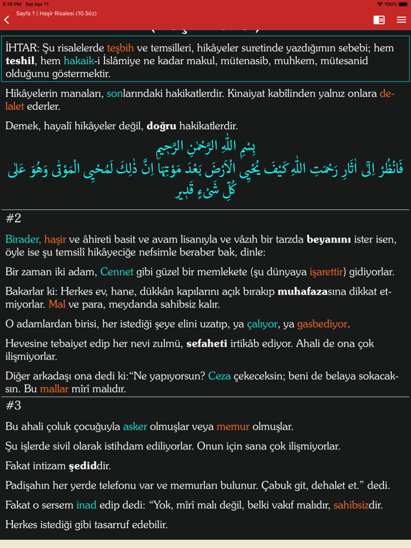 Risale-i Nur (Comparative) iPad screenshot 5 - Book app
