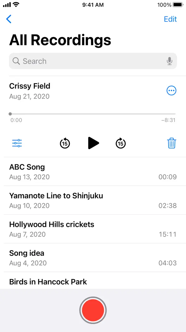 Sprachmemos iPhone App Screenshot 2 – Dienstprogramme