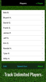 Baseball Stats Tracker Touch screenshot