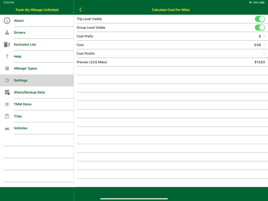 Track My Mileage Unlimited iPad screenshot 5 - Business app