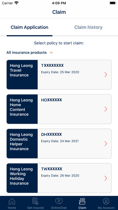 Hong Leong Insurance iPhone screenshot