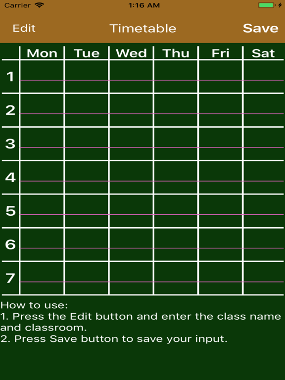 Timetable for making notes