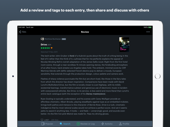 Letterboxd iPad app afbeelding 4