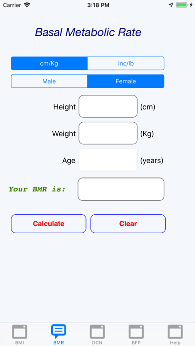 BMI,BMR and more iPhone screenshot