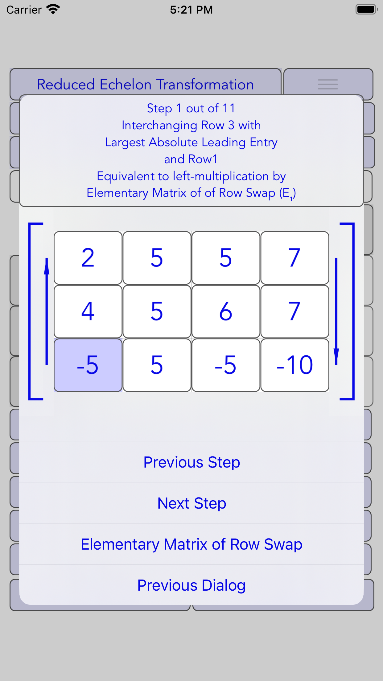 Matrix Solver Step by Step
