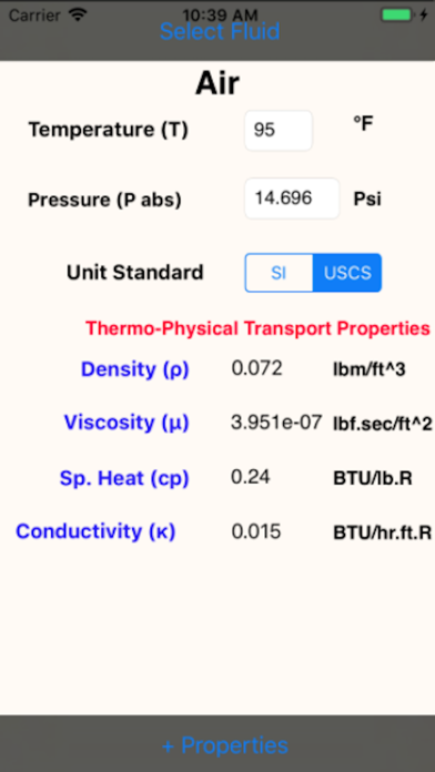 Thermo Physical Prop Screenshot