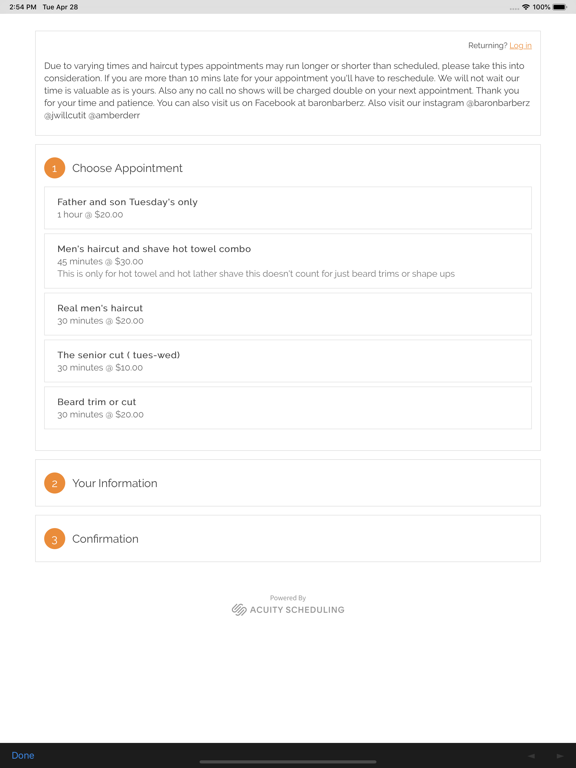Baron Barbers iPad screenshot 3 - Business app