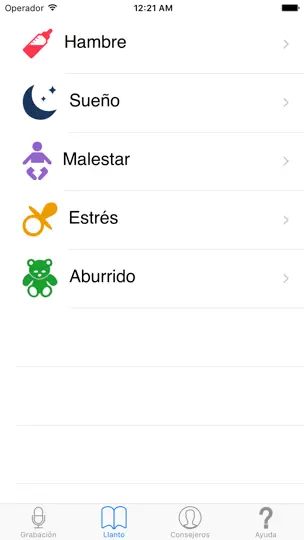 Captura de pantalla de Cry Translator en iPhone 4