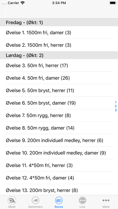 Livetiming Medley Reader iPhone screenshot 5 - Sports app