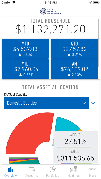Aegis Wealth Management app screenshot