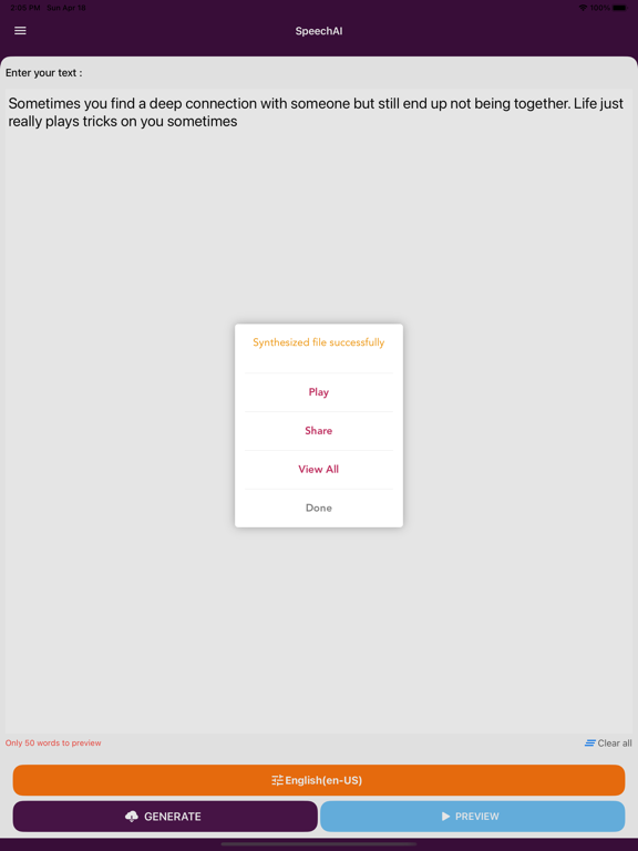 Screenshot #5 pour Speech AI - Text to Speech