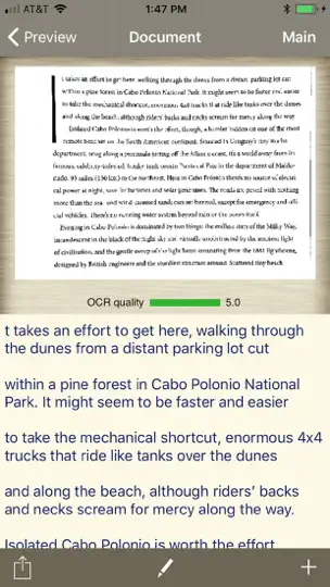 Captura de pantalla de Perfect OCR en iPhone 4