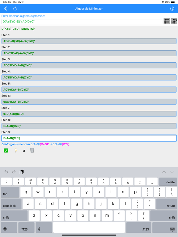 Karnaugh & Boolean Minimizer iPad screenshot 8 - Education app