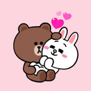 Brown Cony Couple Love Sticker
